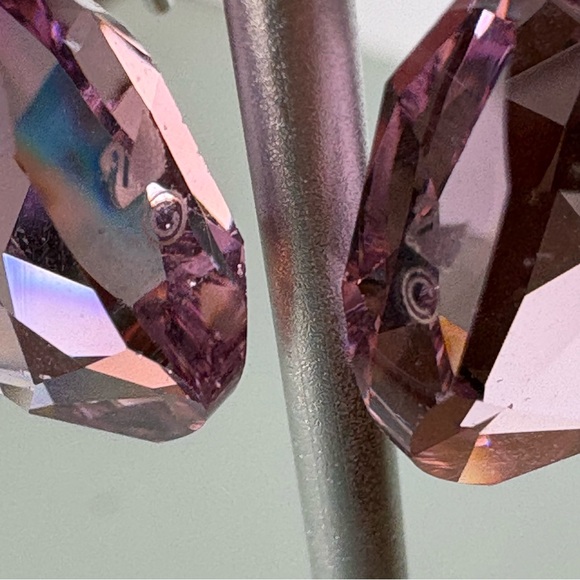 Authentic Swarovski Galet Cut Soft Purple Rhodium Plated Fish Hook Drop Earrings - Picture 11 of 15